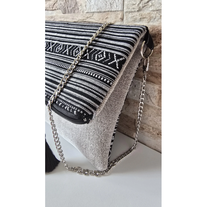 Bolso Clutch Gris Negro