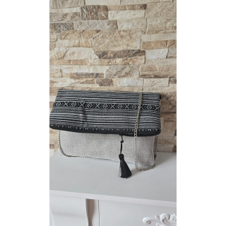 Bolso Clutch Gris Negro