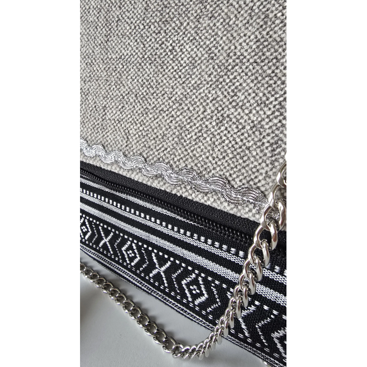 Bolso Clutch Gris Negro