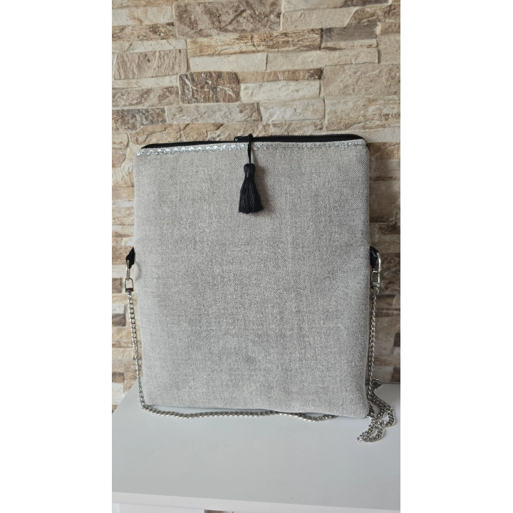 Bolso Clutch Gris Negro