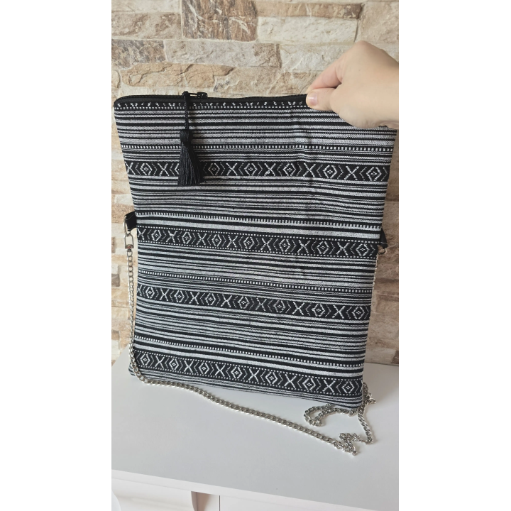 Bolso Clutch Gris Negro