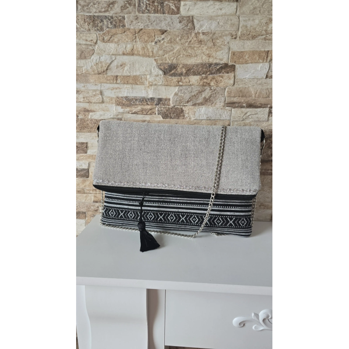 Bolso Clutch Gris Negro