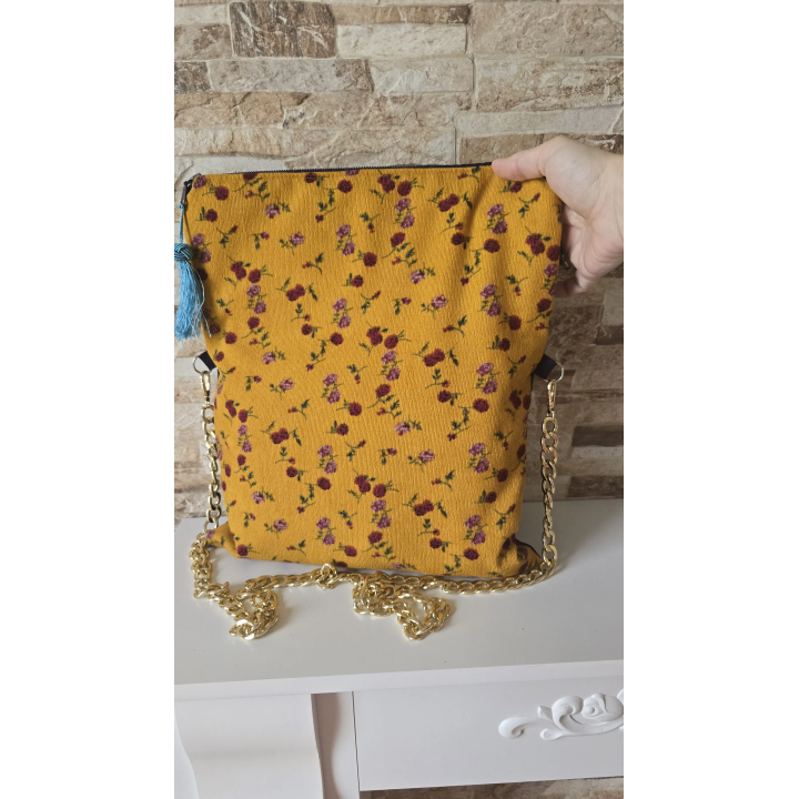 Bolso Clutch Mostaza Marino