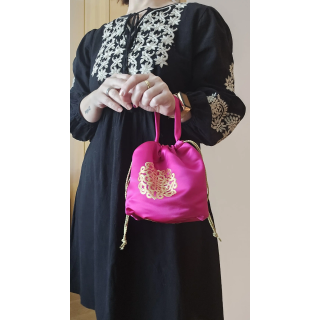 Bolso bombonera Fucsia y Dorado