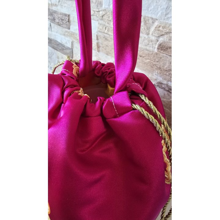 Bolso bombonera Fucsia y Dorado