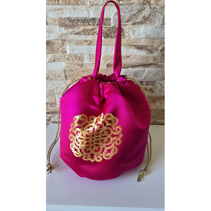 Bolso bombonera Fucsia y Dorado