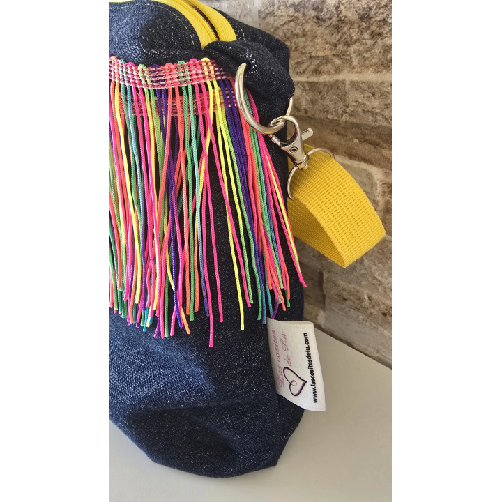 Bolso bandolera flecos fluor