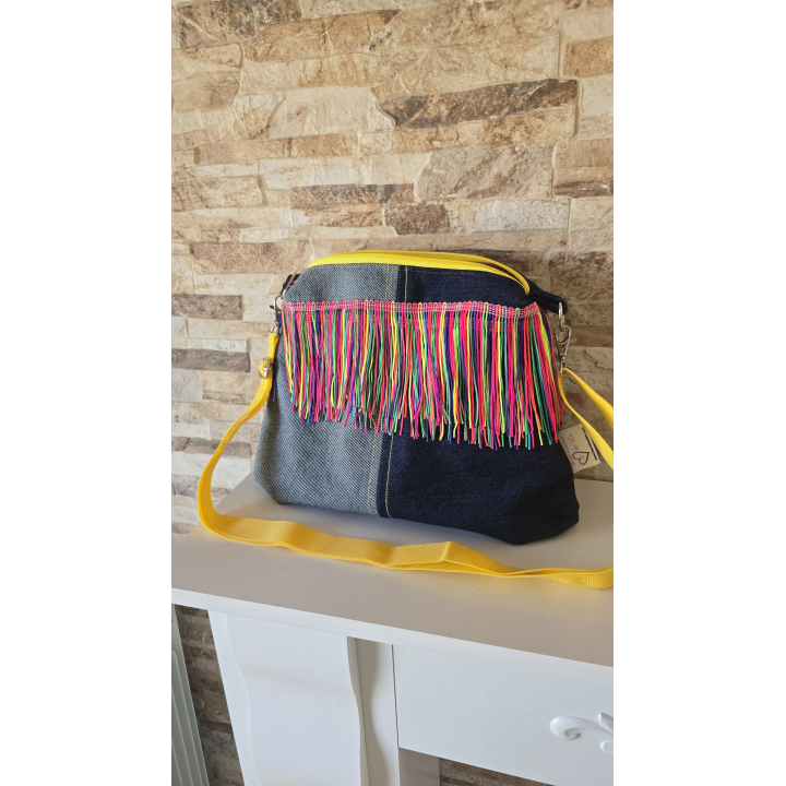Bolso bandolera flecos fluor