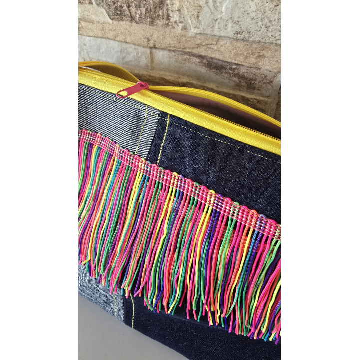 Bolso bandolera flecos fluor