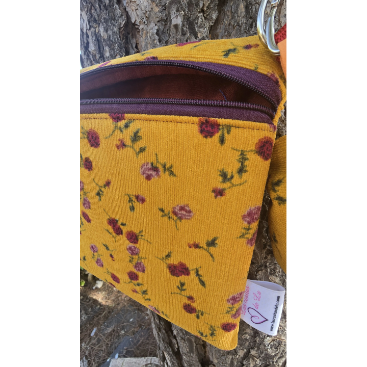 Riñonera floral mostaza + monedero
