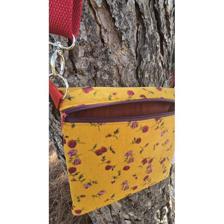 Riñonera floral mostaza + monedero